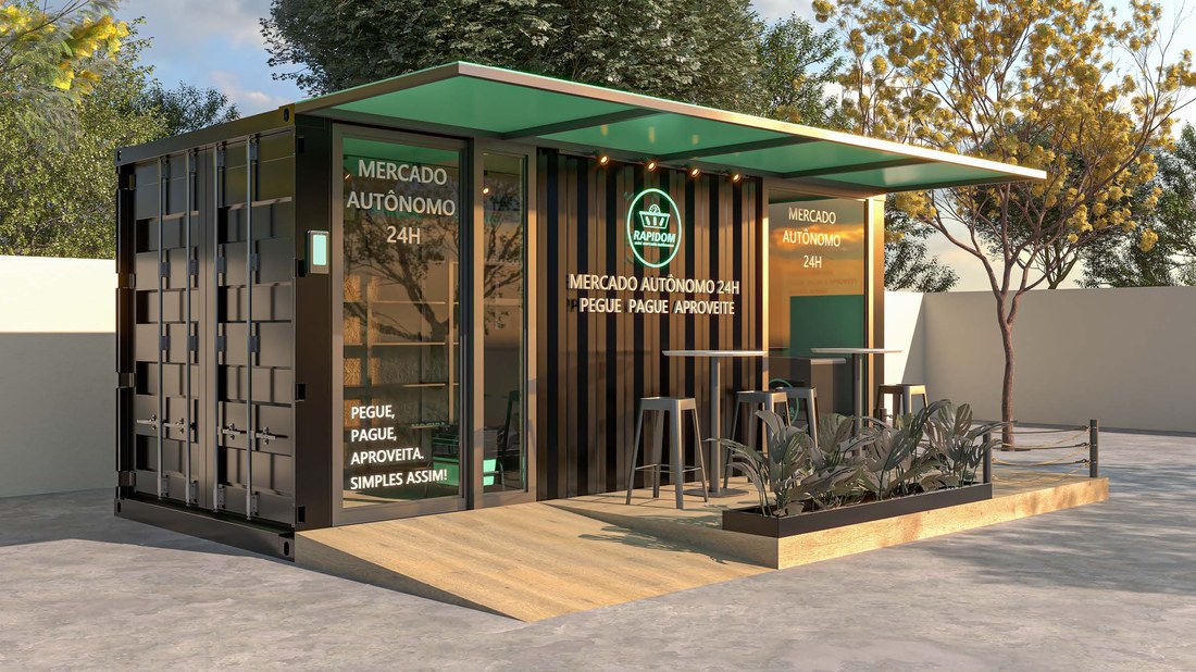 Rapidom Container, estrutura autônoma instalada externamente junto a um empreendimento residencial