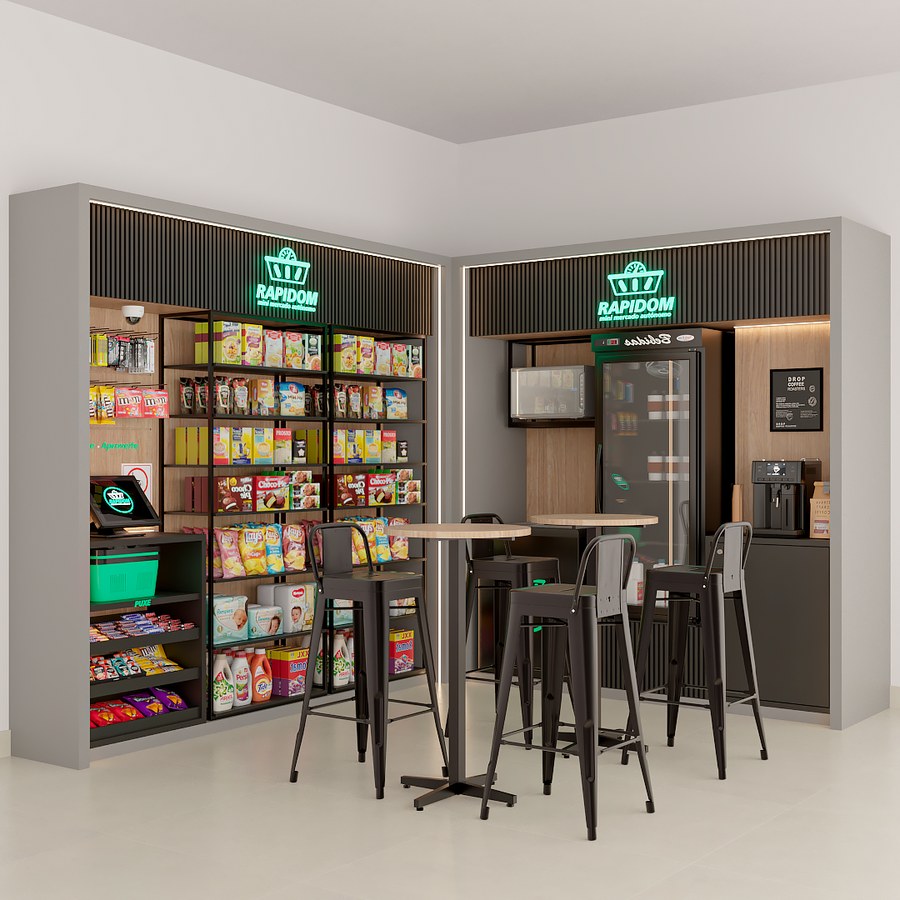 Rapidom L Completo, copa completa com mesa bistrô e coffee station