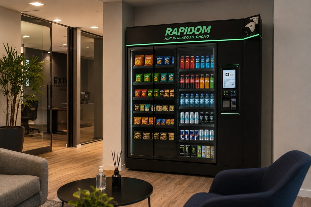 Unidade Vending Rapidom instalada em ambiente premium